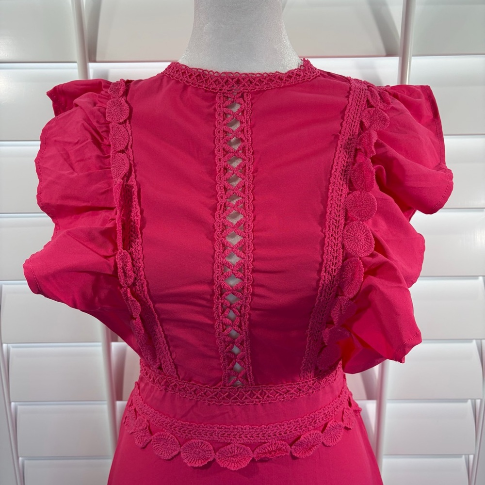 NWT Boutique Fuchsia Layered Cotton Maxi Dress size Small - Picture 5 of 9